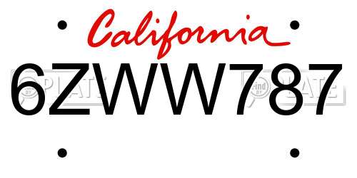 6ZWW787 California License Plate