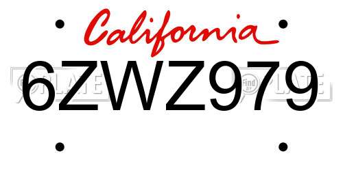 6ZWZ979 California License Plate
