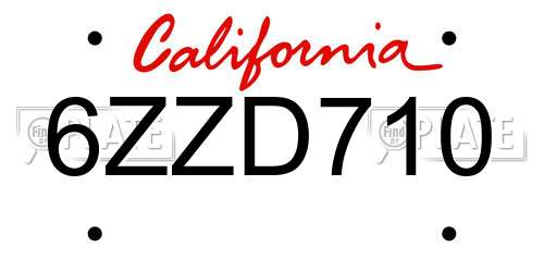 6ZZD710 California License Plate
