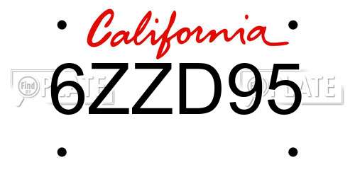 6ZZD95 California License Plate