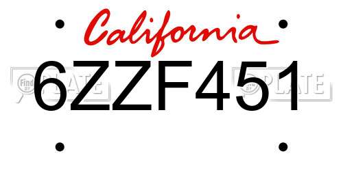 6ZZF451 California License Plate