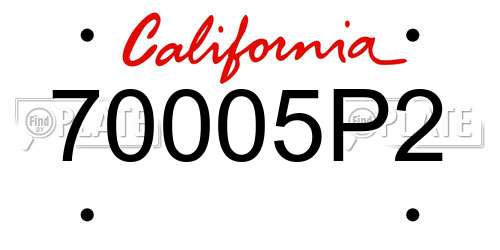 70005P2 California License Plate