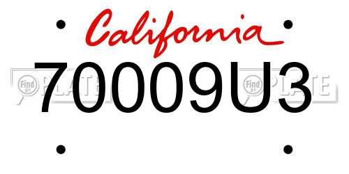70009U3 California License Plate