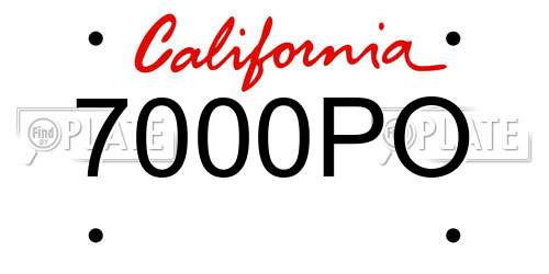 7000PO California License Plate