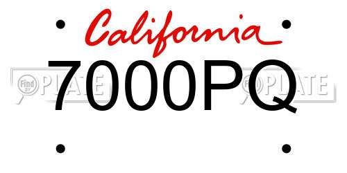 7000PQ California License Plate