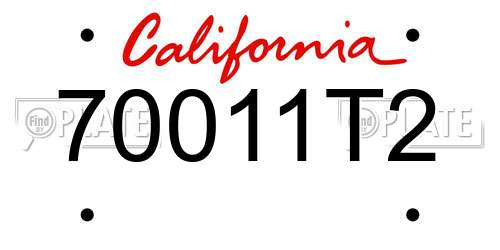 70011T2 California License Plate