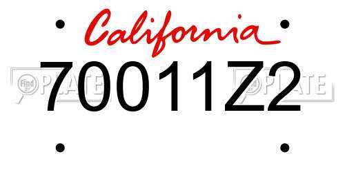 70011Z2 California License Plate