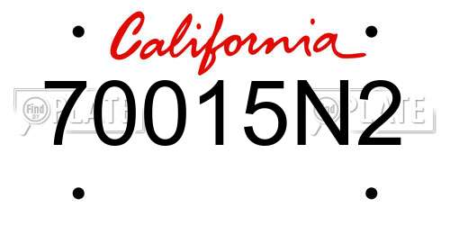70015N2 California License Plate
