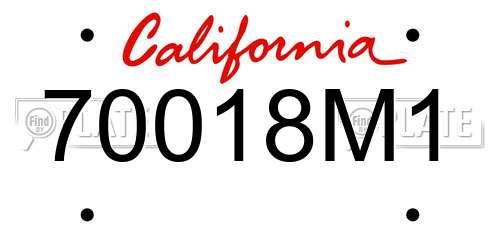 70018M1 California License Plate
