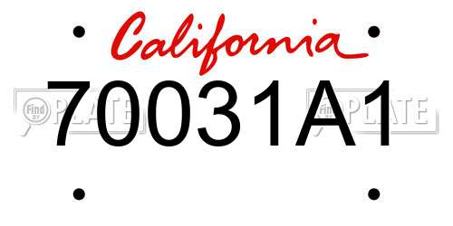 70031A1 California License Plate