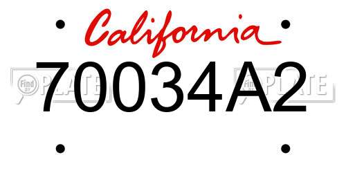 70034A2 California License Plate