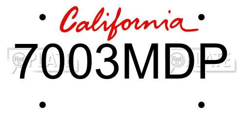 7003MDP California License Plate