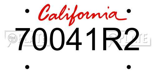 70041R2 California License Plate