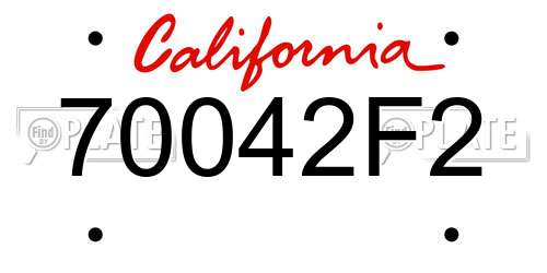 70042F2 California License Plate