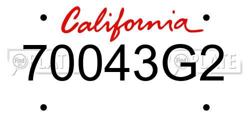 70043G2 California License Plate