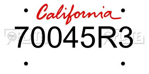 70045R3 California License Plate