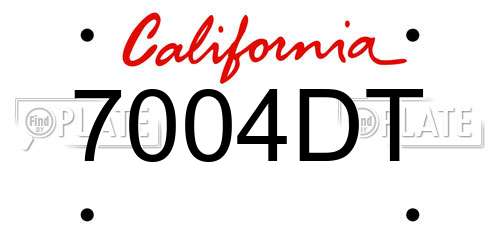 7004DT California License Plate