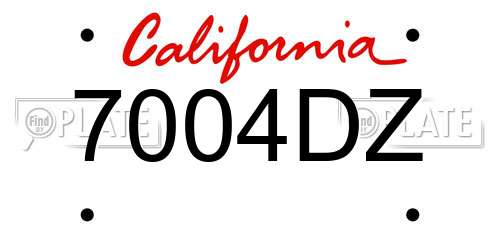 7004DZ California License Plate