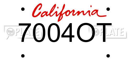 7004OT California License Plate