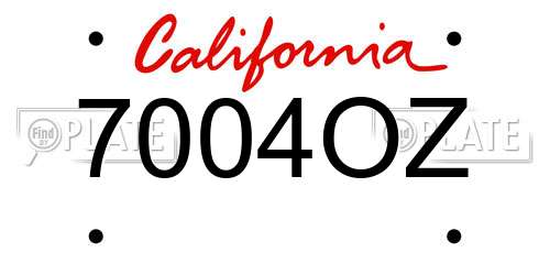 7004OZ California License Plate