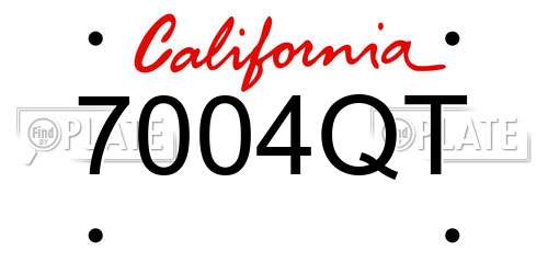 7004QT California License Plate