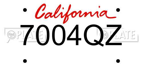 7004QZ California License Plate