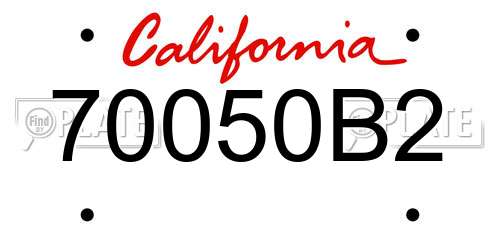 70050B2 California License Plate