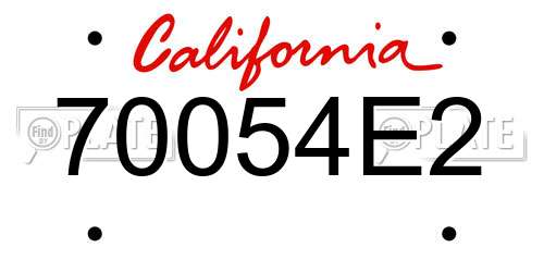 70054E2 California License Plate