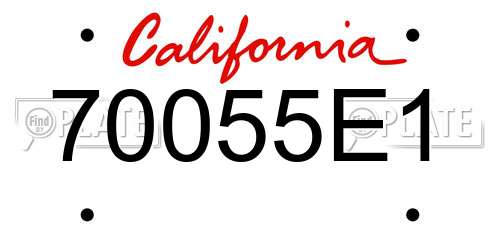70055E1 California License Plate