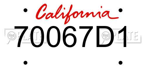 70067D1 California License Plate