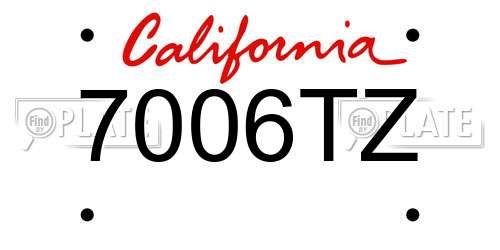 7006TZ California License Plate