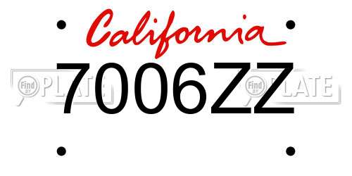 7006ZZ California License Plate