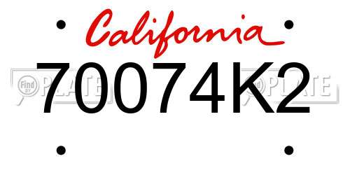 70074K2 California License Plate