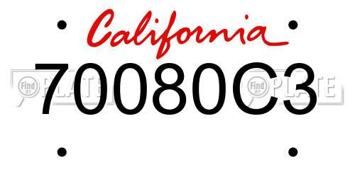 70080C3 California License Plate
