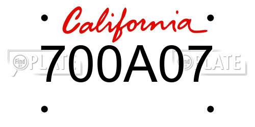 700A07 California License Plate