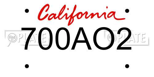 700AO2 California License Plate