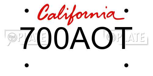700AOT California License Plate