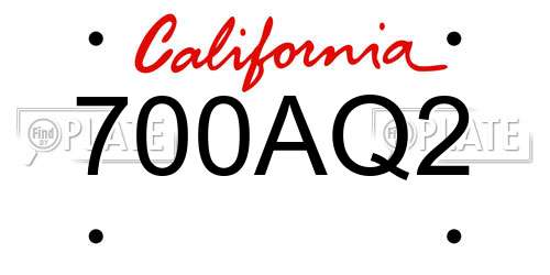 700AQ2 California License Plate