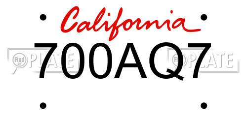 700AQ7 California License Plate