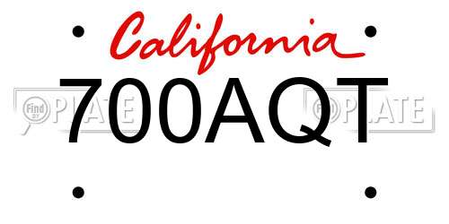 700AQT California License Plate
