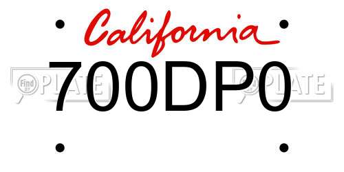 700DP0 California License Plate