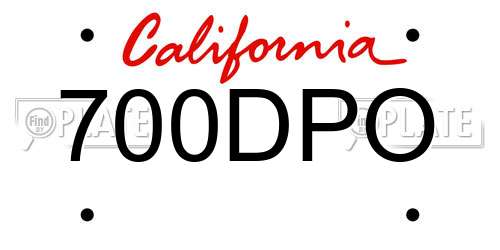 700DPO California License Plate