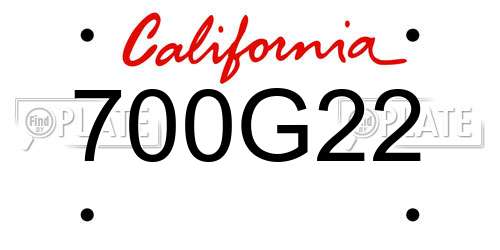 700G22 California License Plate