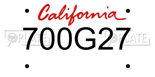 700G27 California License Plate