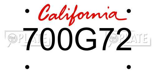 700G72 California License Plate