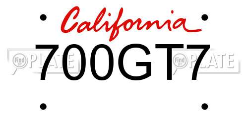700GT7 California License Plate