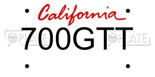 700GTT California License Plate