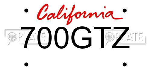 700GTZ California License Plate