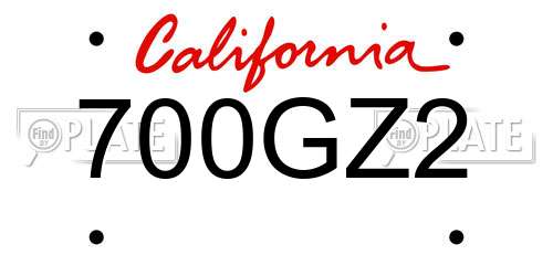 700GZ2 California License Plate