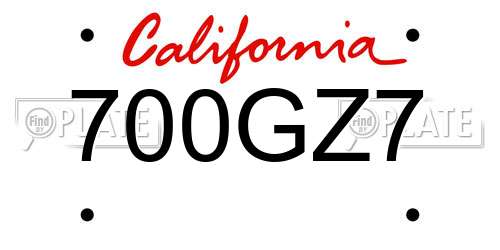 700GZ7 California License Plate